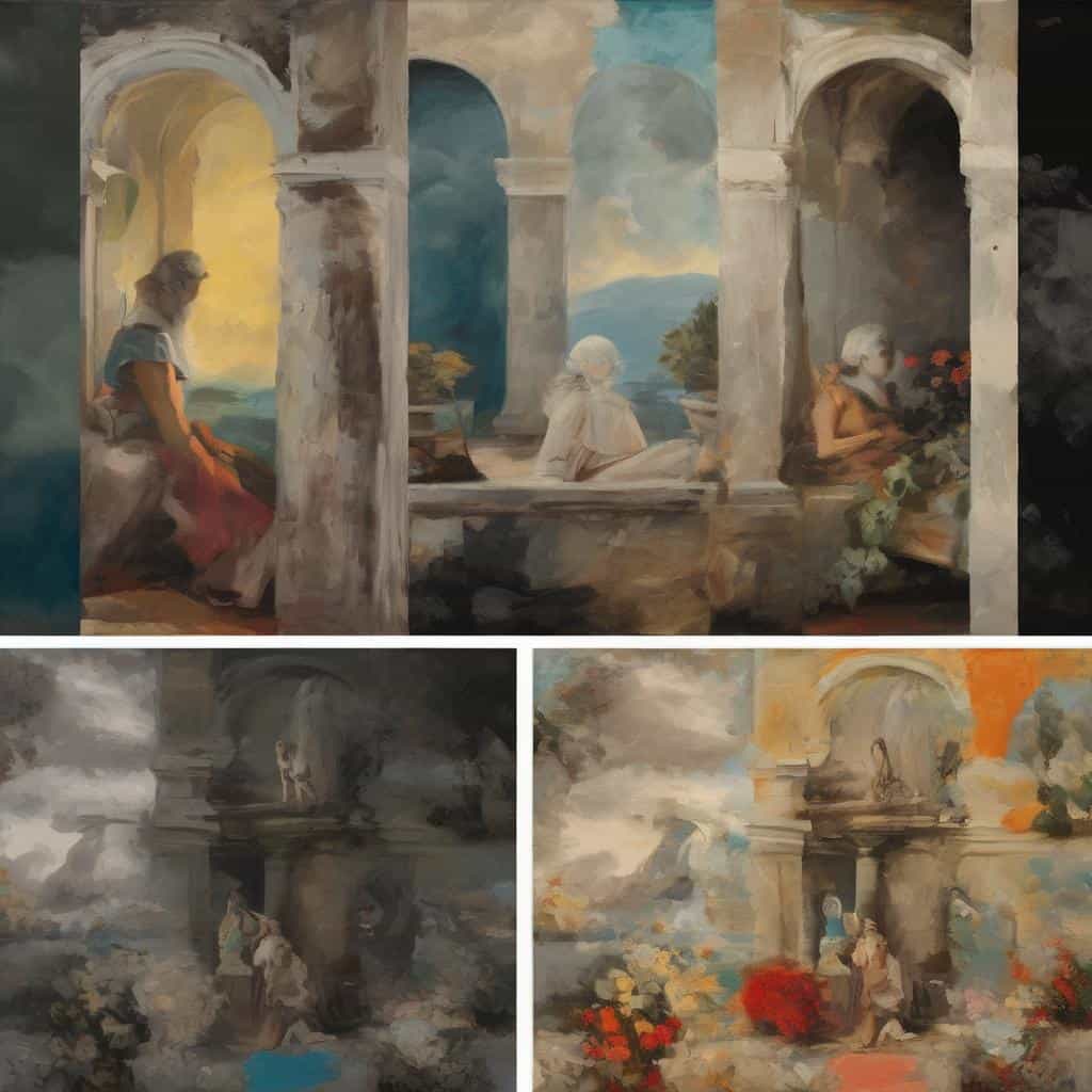 ρούνιες σε συνθέσεις με πάθος και πόνο, ζωγραφική τέχνη και δημιουργικότητα, καλλιτέχνες που εκφράζουν έντονα συναισθήματα, συμβολικές εικόνες.